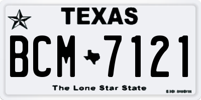 TX license plate BCM7121