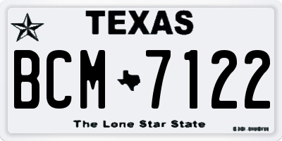 TX license plate BCM7122
