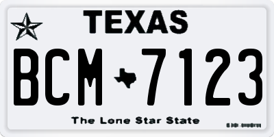 TX license plate BCM7123