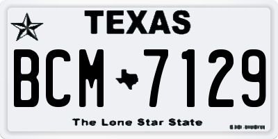 TX license plate BCM7129