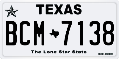 TX license plate BCM7138