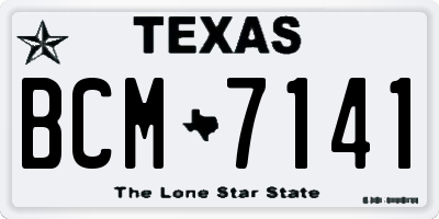 TX license plate BCM7141