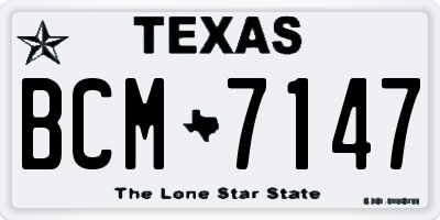 TX license plate BCM7147