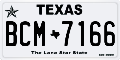 TX license plate BCM7166