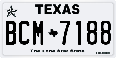 TX license plate BCM7188