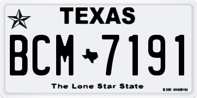 TX license plate BCM7191