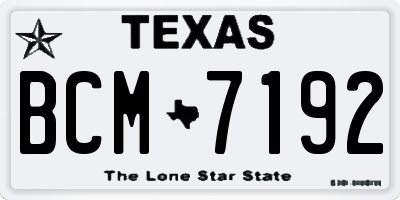 TX license plate BCM7192
