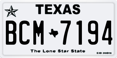 TX license plate BCM7194