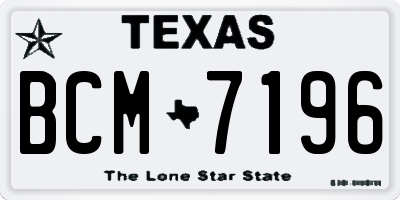 TX license plate BCM7196
