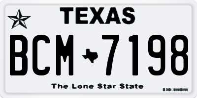 TX license plate BCM7198