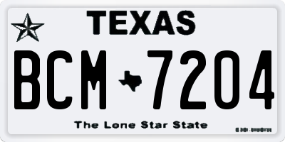 TX license plate BCM7204