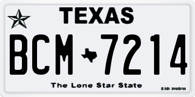 TX license plate BCM7214