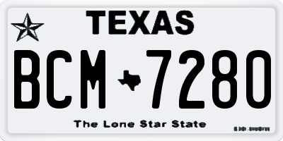 TX license plate BCM7280