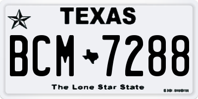TX license plate BCM7288