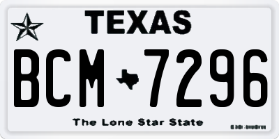 TX license plate BCM7296
