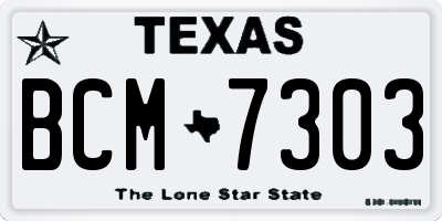 TX license plate BCM7303
