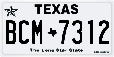 TX license plate BCM7312