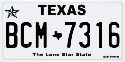 TX license plate BCM7316