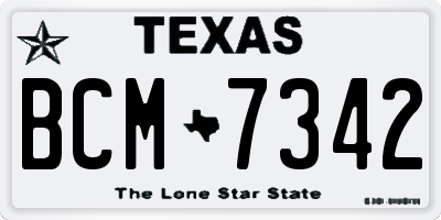 TX license plate BCM7342
