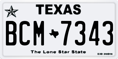 TX license plate BCM7343