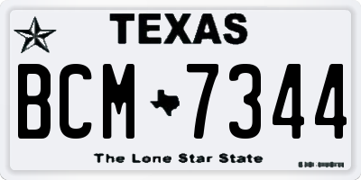 TX license plate BCM7344