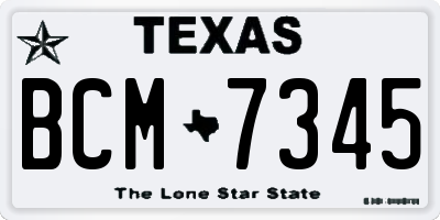 TX license plate BCM7345