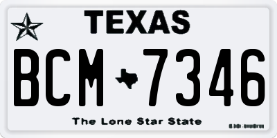 TX license plate BCM7346