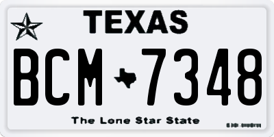 TX license plate BCM7348