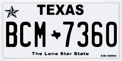 TX license plate BCM7360