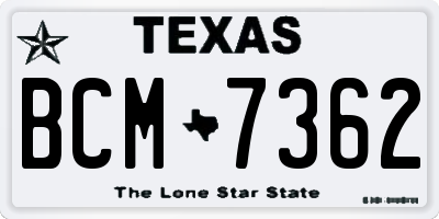 TX license plate BCM7362