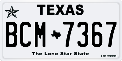 TX license plate BCM7367