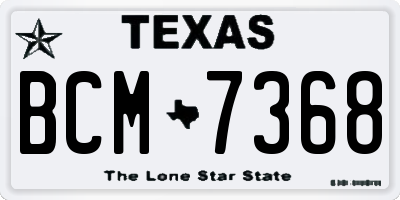 TX license plate BCM7368