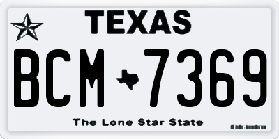 TX license plate BCM7369