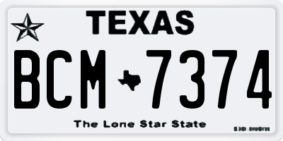 TX license plate BCM7374