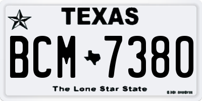 TX license plate BCM7380