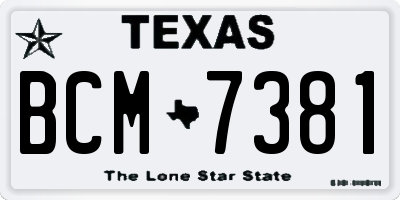 TX license plate BCM7381