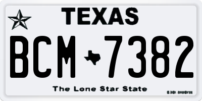 TX license plate BCM7382