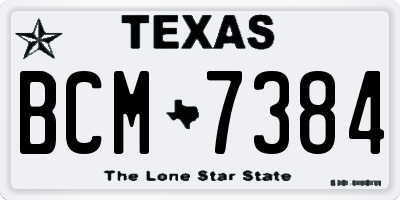 TX license plate BCM7384