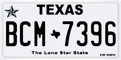 TX license plate BCM7396