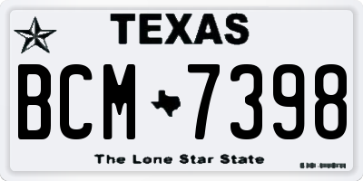 TX license plate BCM7398