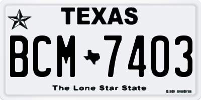 TX license plate BCM7403