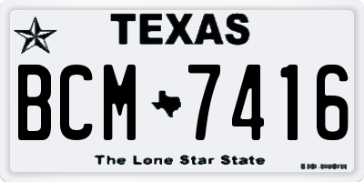 TX license plate BCM7416