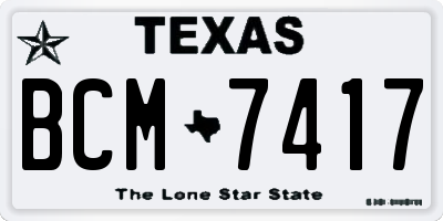 TX license plate BCM7417
