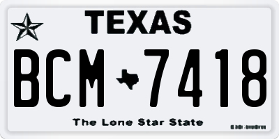 TX license plate BCM7418