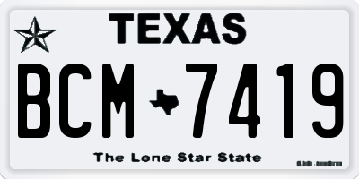 TX license plate BCM7419
