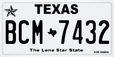TX license plate BCM7432