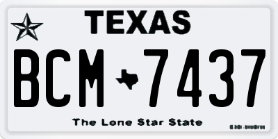TX license plate BCM7437