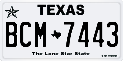 TX license plate BCM7443
