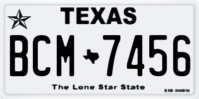 TX license plate BCM7456