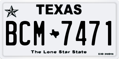 TX license plate BCM7471